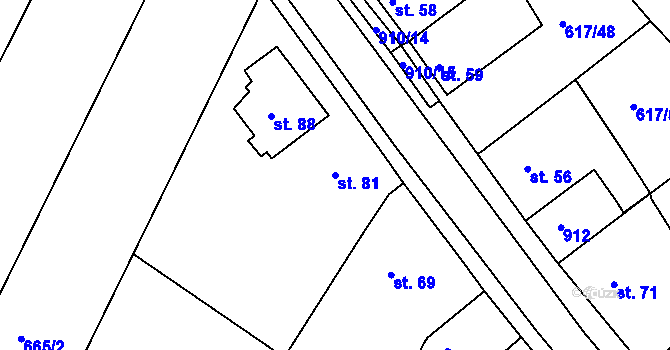Parcela st. 81 v KÚ Krokočín, Katastrální mapa