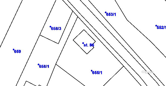 Parcela st. 86 v KÚ Krokočín, Katastrální mapa