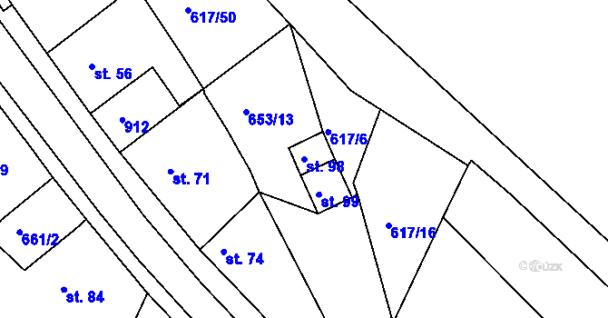 Parcela st. 98 v KÚ Krokočín, Katastrální mapa