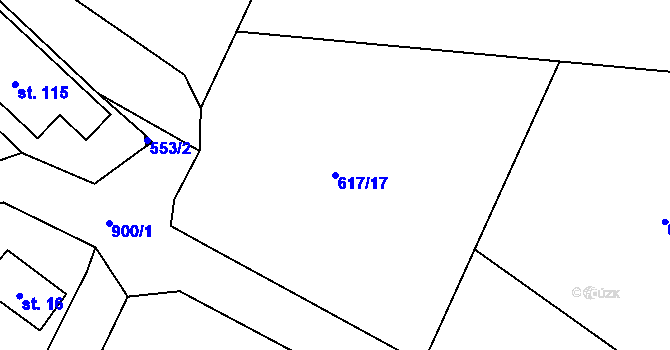 Parcela st. 617/17 v KÚ Krokočín, Katastrální mapa
