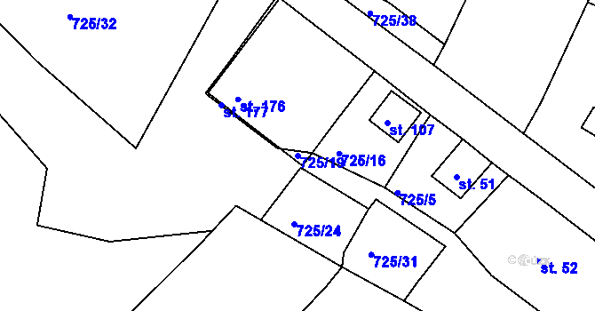 Parcela st. 725/19 v KÚ Krokočín, Katastrální mapa