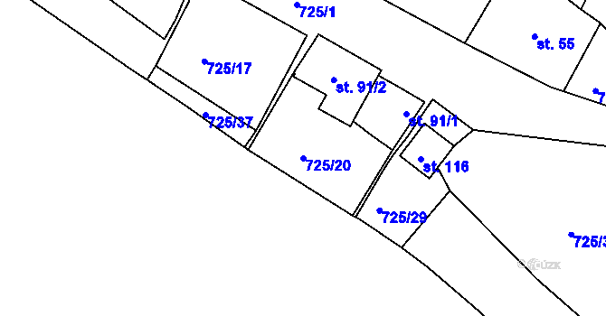 Parcela st. 725/20 v KÚ Krokočín, Katastrální mapa