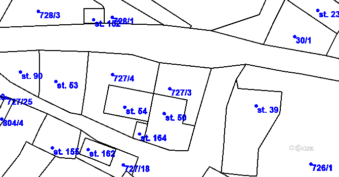 Parcela st. 727/3 v KÚ Krokočín, Katastrální mapa