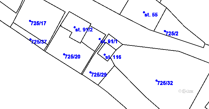 Parcela st. 116 v KÚ Krokočín, Katastrální mapa