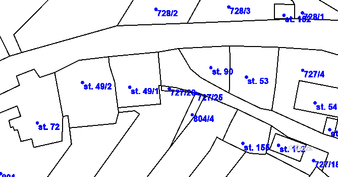 Parcela st. 727/20 v KÚ Krokočín, Katastrální mapa