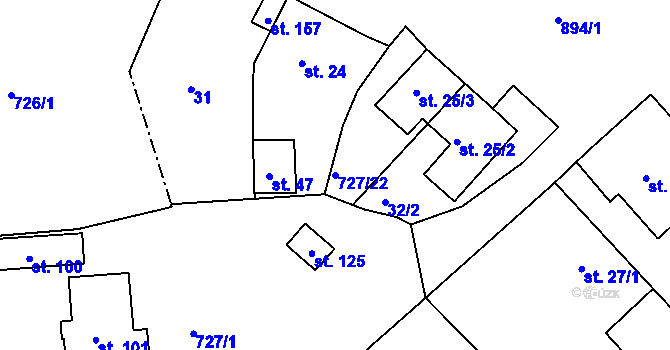 Parcela st. 727/22 v KÚ Krokočín, Katastrální mapa