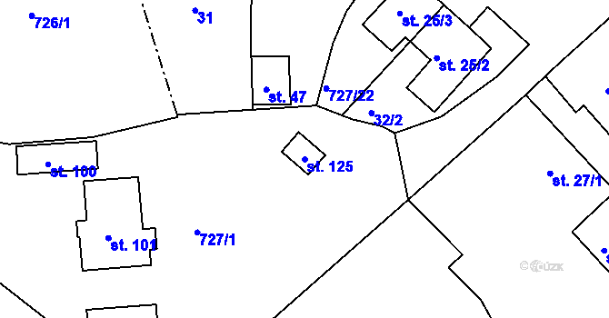 Parcela st. 125 v KÚ Krokočín, Katastrální mapa