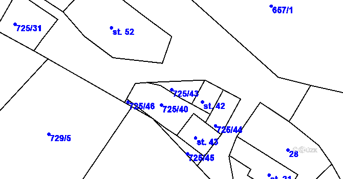 Parcela st. 725/43 v KÚ Krokočín, Katastrální mapa
