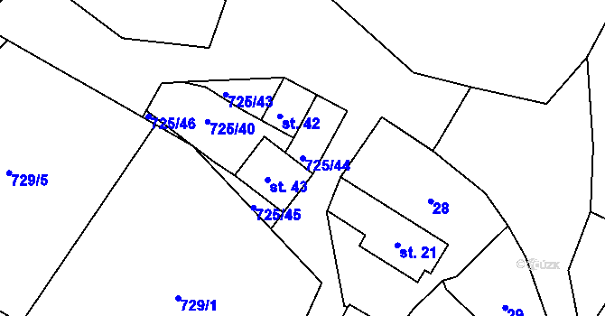 Parcela st. 725/44 v KÚ Krokočín, Katastrální mapa