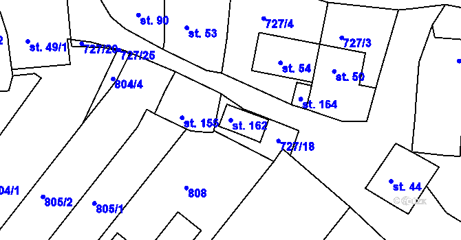 Parcela st. 162 v KÚ Krokočín, Katastrální mapa
