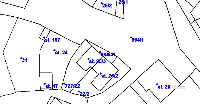 Parcela st. 894/31 v KÚ Krokočín, Katastrální mapa