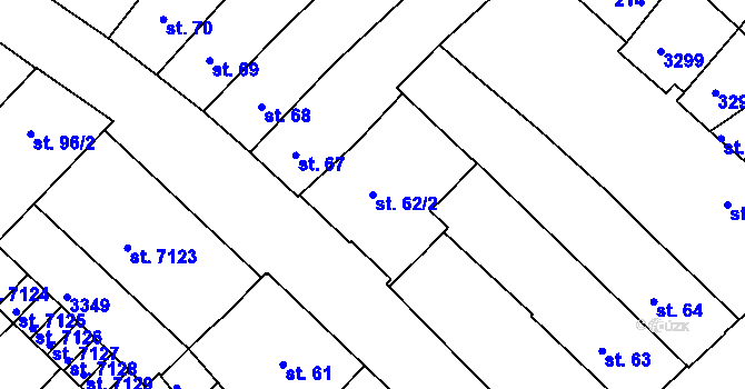 Parcela st. 62/2 v KÚ Kroměříž, Katastrální mapa