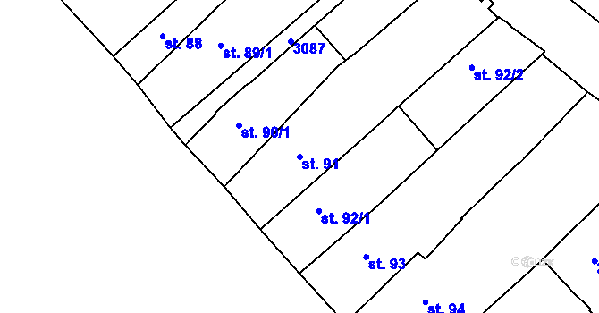 Parcela st. 91 v KÚ Kroměříž, Katastrální mapa