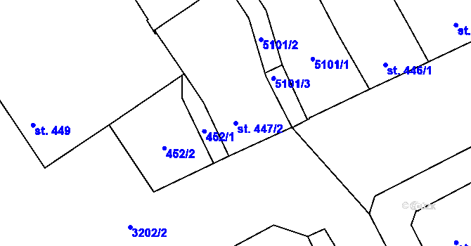Parcela st. 447/2 v KÚ Kroměříž, Katastrální mapa