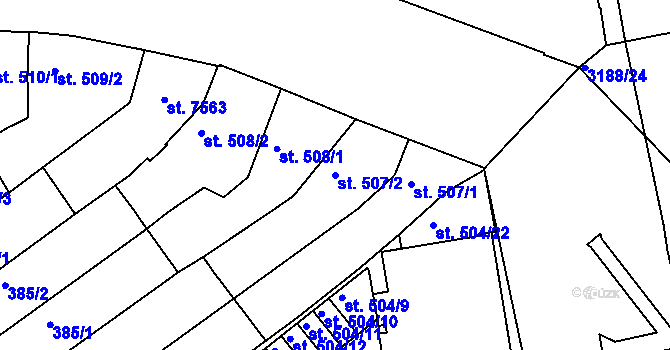 Parcela st. 507/2 v KÚ Kroměříž, Katastrální mapa