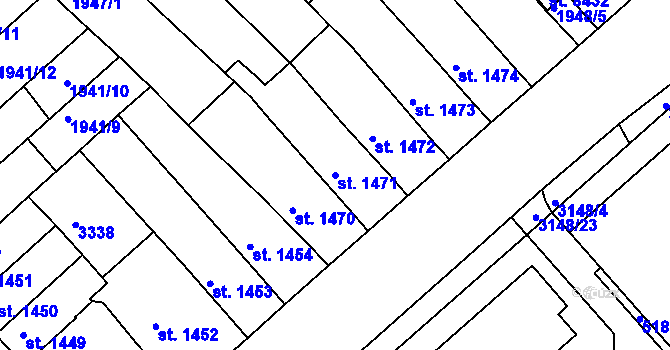 Parcela st. 1471 v KÚ Kroměříž, Katastrální mapa