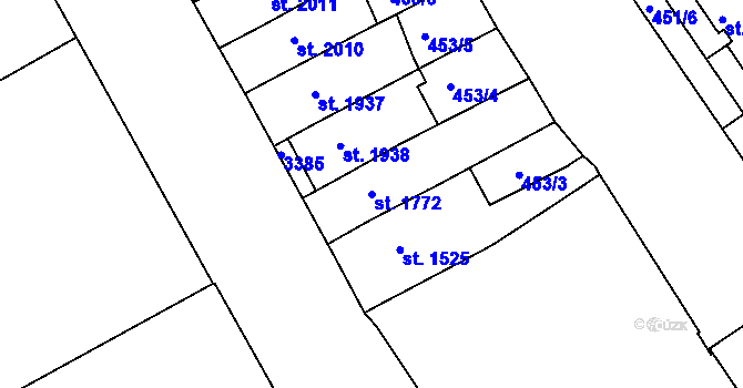 Parcela st. 1772 v KÚ Kroměříž, Katastrální mapa