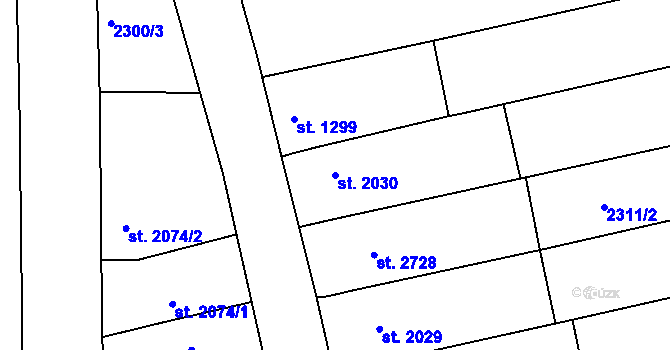 Parcela st. 2030 v KÚ Kroměříž, Katastrální mapa