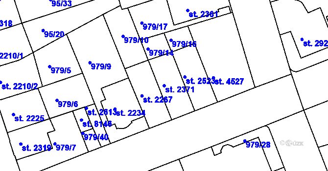 Parcela st. 2371 v KÚ Kroměříž, Katastrální mapa