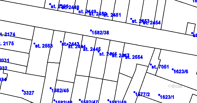Parcela st. 2446 v KÚ Kroměříž, Katastrální mapa