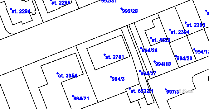 Parcela st. 2781 v KÚ Kroměříž, Katastrální mapa