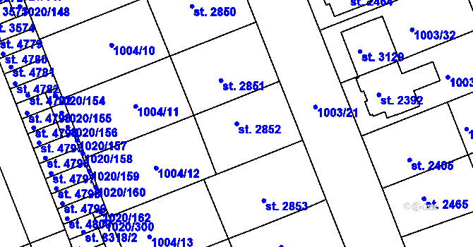 Parcela st. 2852 v KÚ Kroměříž, Katastrální mapa