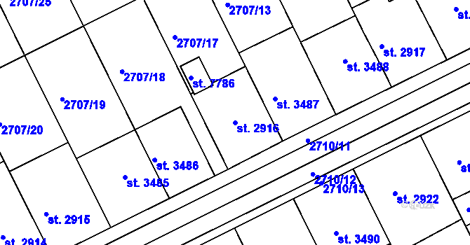 Parcela st. 2916 v KÚ Kroměříž, Katastrální mapa
