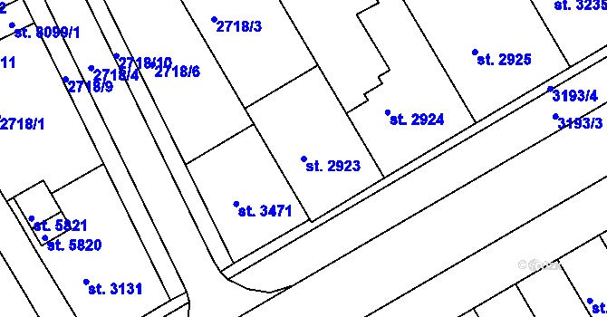 Parcela st. 2923 v KÚ Kroměříž, Katastrální mapa