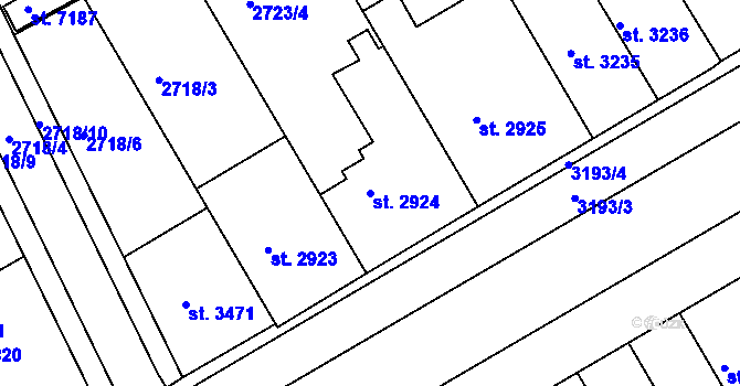Parcela st. 2924 v KÚ Kroměříž, Katastrální mapa