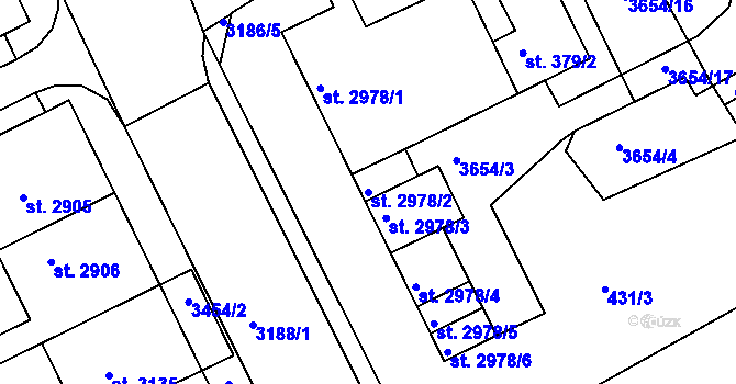 Parcela st. 2978/2 v KÚ Kroměříž, Katastrální mapa