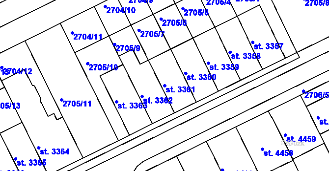 Parcela st. 3361 v KÚ Kroměříž, Katastrální mapa