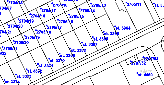 Parcela st. 3367 v KÚ Kroměříž, Katastrální mapa