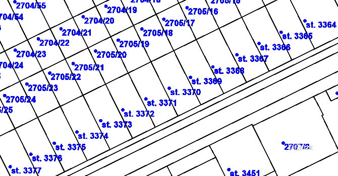 Parcela st. 3370 v KÚ Kroměříž, Katastrální mapa