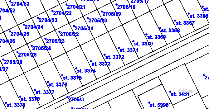 Parcela st. 3372 v KÚ Kroměříž, Katastrální mapa