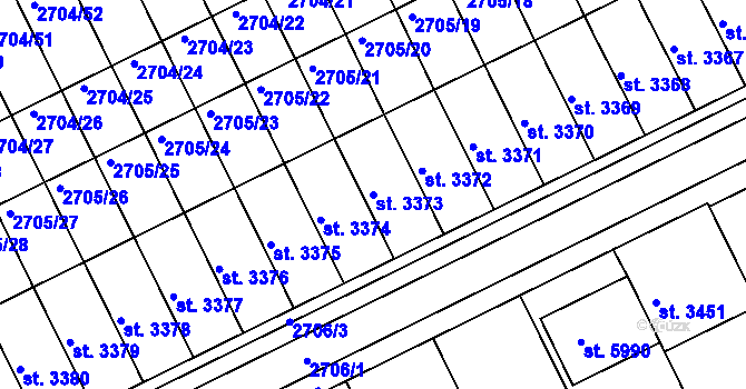 Parcela st. 3373 v KÚ Kroměříž, Katastrální mapa