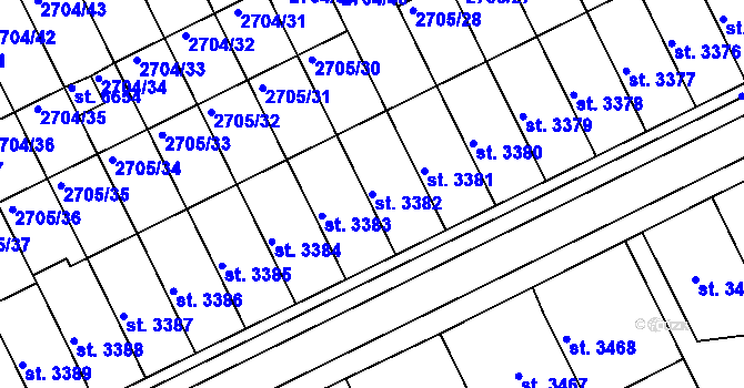 Parcela st. 3382 v KÚ Kroměříž, Katastrální mapa
