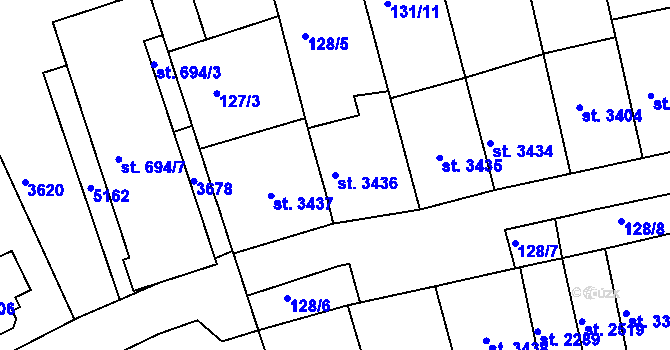 Parcela st. 3436 v KÚ Kroměříž, Katastrální mapa