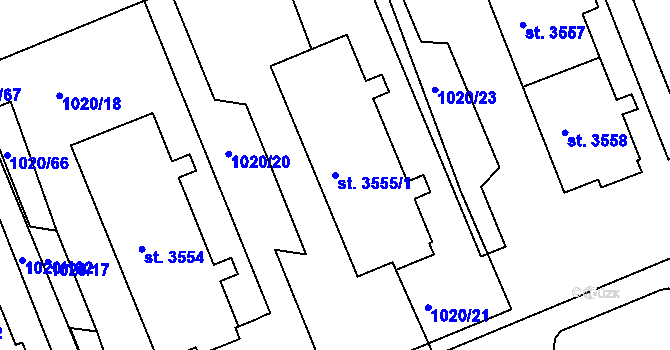 Parcela st. 3555/1 v KÚ Kroměříž, Katastrální mapa