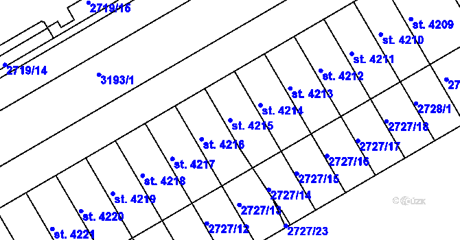 Parcela st. 4215 v KÚ Kroměříž, Katastrální mapa