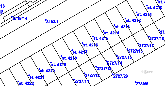 Parcela st. 4216 v KÚ Kroměříž, Katastrální mapa