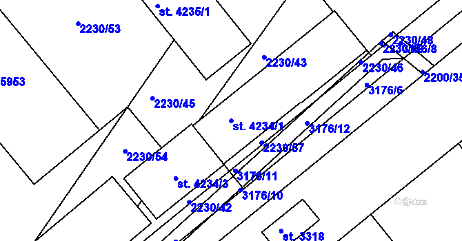 Parcela st. 4234/1 v KÚ Kroměříž, Katastrální mapa
