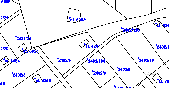 Parcela st. 4247 v KÚ Kroměříž, Katastrální mapa