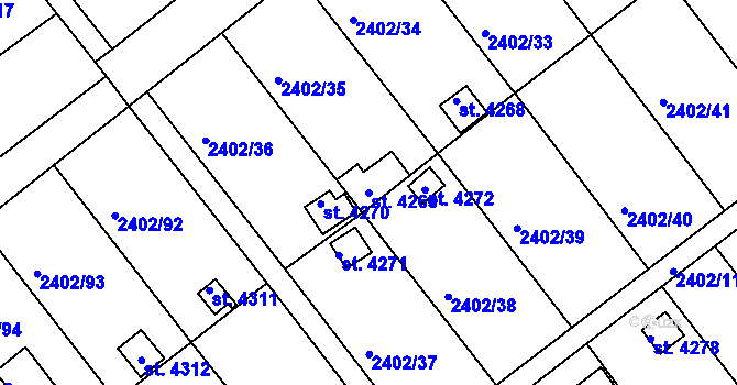 Parcela st. 4269 v KÚ Kroměříž, Katastrální mapa