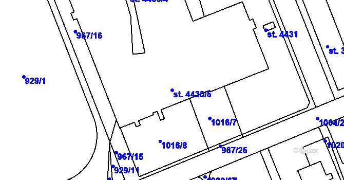 Parcela st. 4430/5 v KÚ Kroměříž, Katastrální mapa