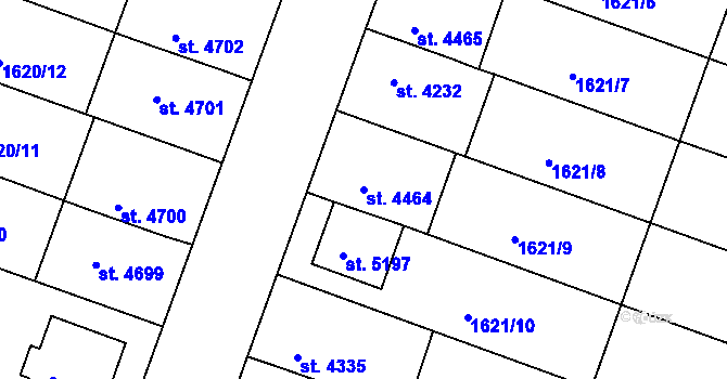 Parcela st. 4464 v KÚ Kroměříž, Katastrální mapa