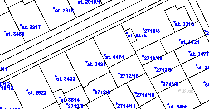 Parcela st. 4474 v KÚ Kroměříž, Katastrální mapa