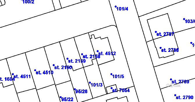 Parcela st. 4512 v KÚ Kroměříž, Katastrální mapa