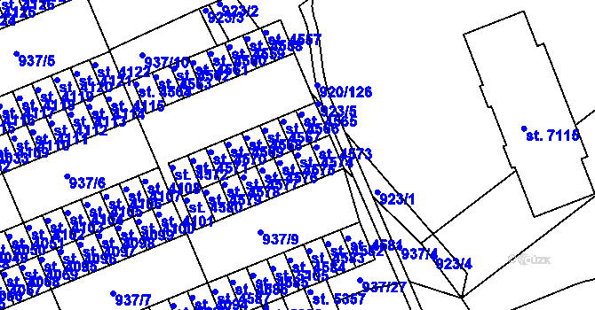 Parcela st. 4574 v KÚ Kroměříž, Katastrální mapa