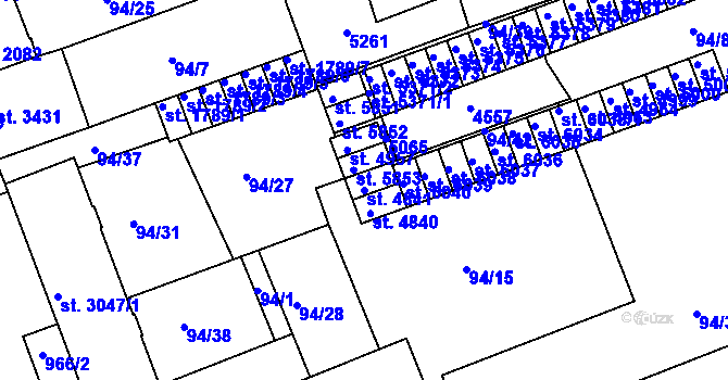 Parcela st. 4841 v KÚ Kroměříž, Katastrální mapa