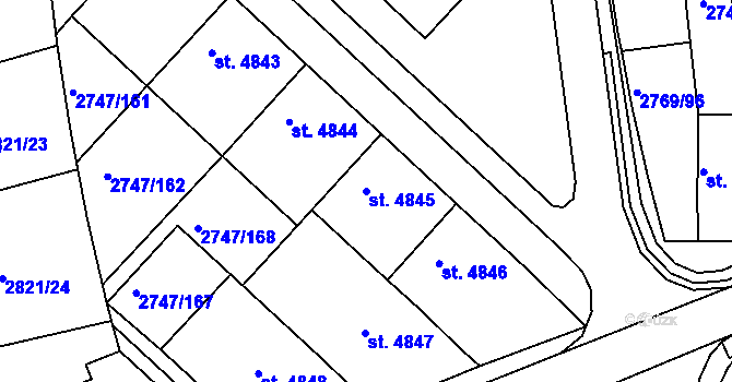 Parcela st. 4845 v KÚ Kroměříž, Katastrální mapa